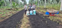Dukung Ketahanan Pangan, Kapolsek Pelangiran Berikan Bantuan Sarpras Pertanian kepada Petani Baung Rejo Jaya