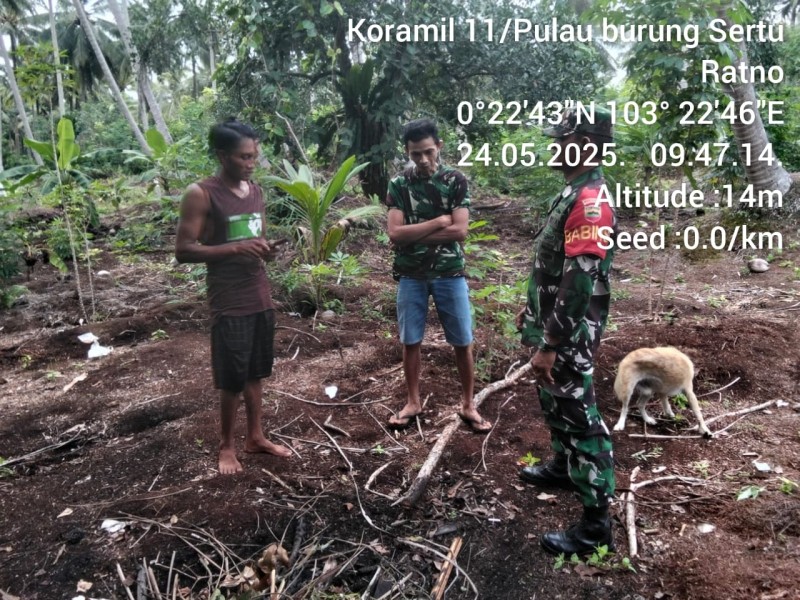 Patroli Gabungan di Desa Pulau Burung, Babinsa  Pantau Karhutla dan Tinjau Lahan Ketahanan Pangan