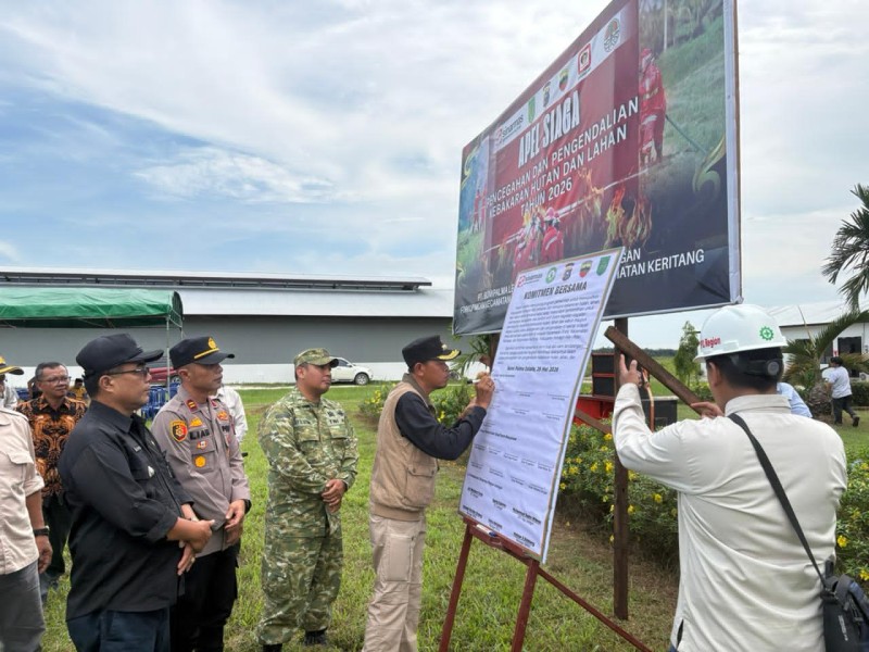 Polsek Enok Gelar Apel Bersama di Area PT. BPLPP, Kesiapsiagaan Penanganan Karhutlah