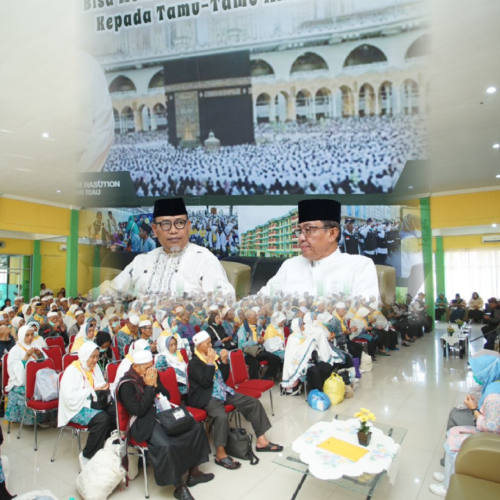 Bupati HM.Wardan Menyambut Jamaah Haji Kloter 16 BTH di Embarkasi Haji Antara (EHA) di Pekanbaru