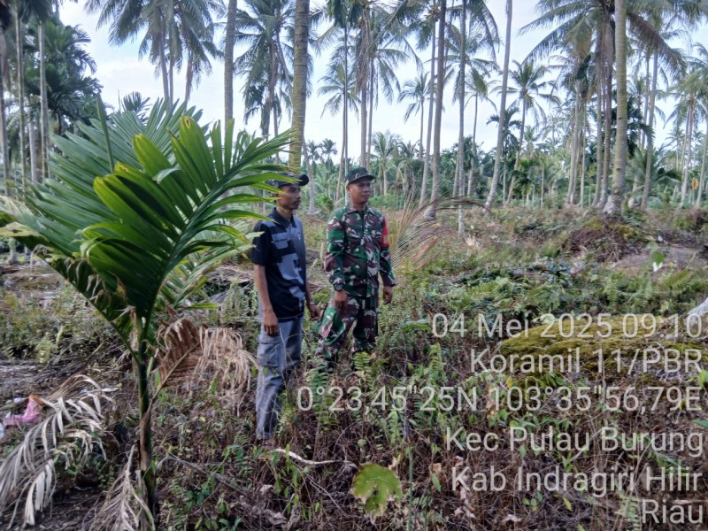 Babinsa Koramil 11/PBR Bersama Masyarakat  Patroli  Preventif Cegah Karhutla