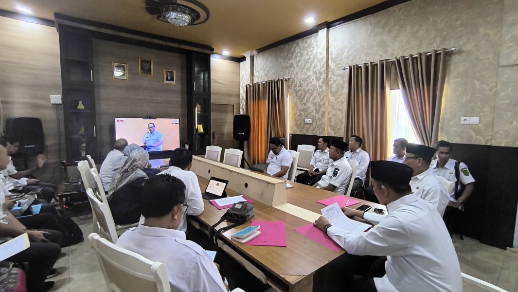 Bupati Inhil H. Herman Ikuti Peluncuran Indikator Monitoring Center for Prevention (MCP) Tahun 2025 Secara Virtual Bersama KPK RI