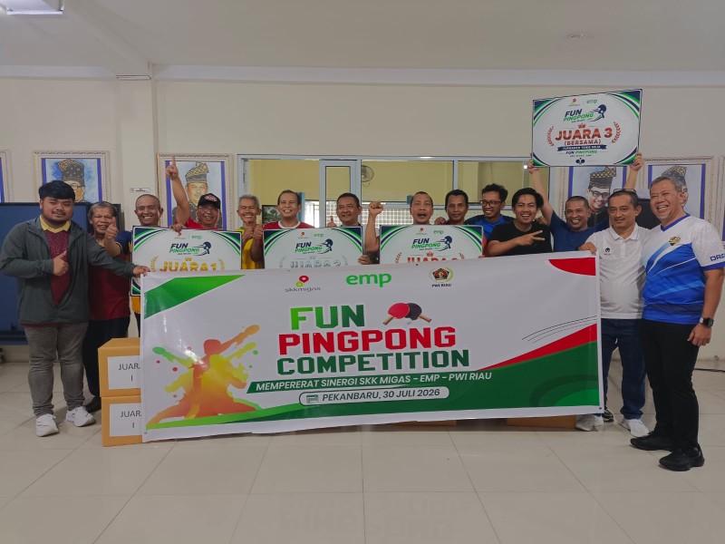 Meriah dan Sportif, Laga Persahabatan Tenis Meja PWI Riau Pererat Hubungan dengan Mitra