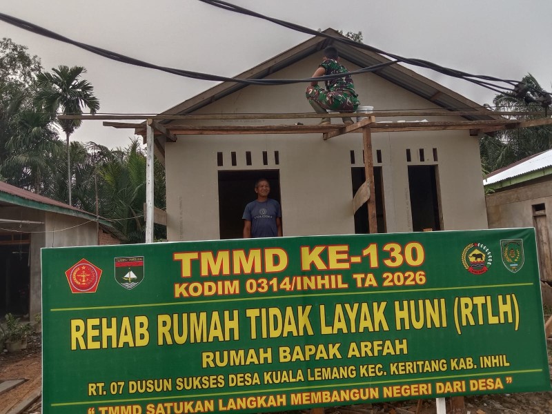​Bantu Pengentasan Kemiskinan dan Stunting, Kodim 0314/Inhil Gencarkan Program TMMD ke-130